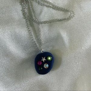 Necklace with handmade stone with crystal Swarovski